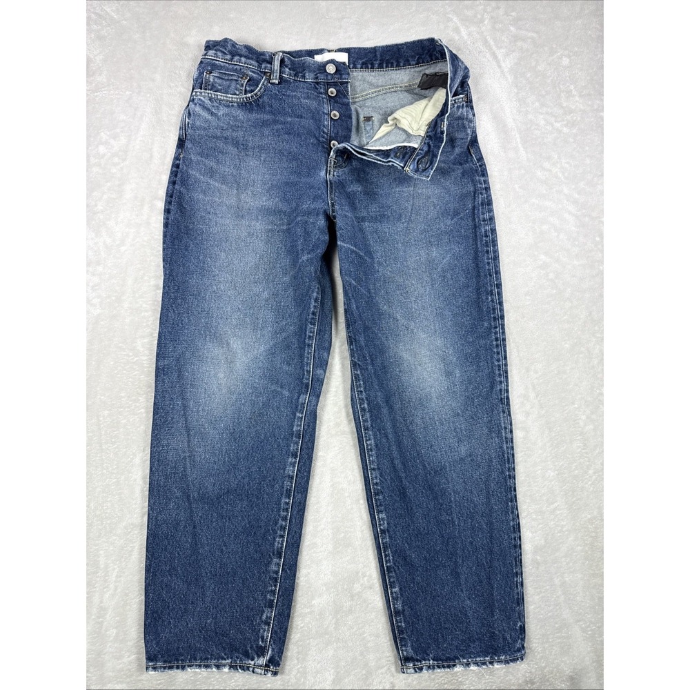 Moussy Vintage Jean Men 33x27 Blue Tapered Leg Japan Selvedge Cotton Button Fly